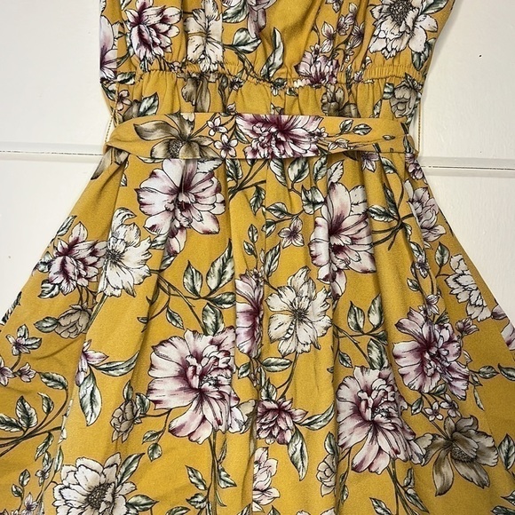 XHILARATION Mustard Yellow Floral Dress SZ Small - Picture 4 of 8